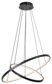 Lustra LED cu telecomanda cu 2 inele metal negru Beliza