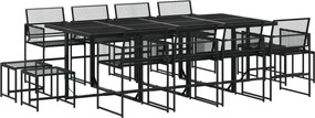 vidaXL Set mobilier de grădină, 13 piese, negru, poliratan