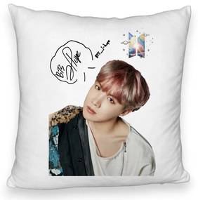 Perna Decorativa Fluffy BTS J-hope, 40x40 cm, Husa Detasabila, Burduf