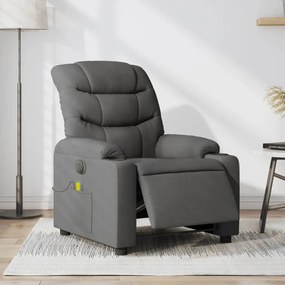 vidaXL Fotoliu electric de masaj rabatabil, gri închis, textil