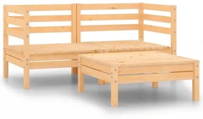 Set mobilier de gradina, 3 piese, lemn masiv de pin Maro, 2x colt + masa, 1