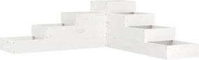 vidaXL Jardinieră grădină cu 4 niveluri, alb, 106x104,5x36 cm lemn pin