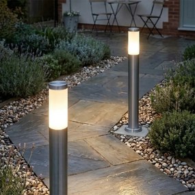 Lampă de stâlp exterioară modernă din oțel cu opalin 80 cm IP44 - Rox