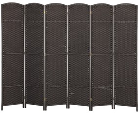 HOMCOM Separator de cameră în 6 părți, Paravan portabil, Perete de intimitate pentru living, dormitor, birou la domiciliu, Maro | Aosom Romania