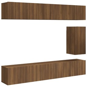 3120313 vidaXL Set comode TV, 7 piese, stejar maro, lemn compozit