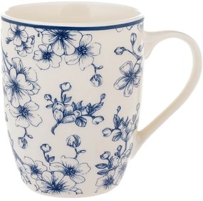 Set de 6 căni din ceramică Flori delicate 300 ml,albastru