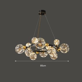 Lustra suspendata, 12 globuri, negru