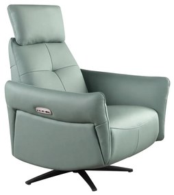 Fotoliu pivotant, functie relax, tapitat cu piele verde turcoaz George