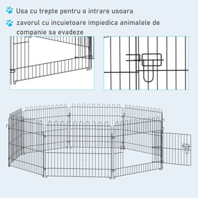 PawHut Țarc pentru Animale Mici, Cușcă Modulară din Oțel pentru Câini, Pisici, Pui, 158x61 cm, Negru | Aosom Romania