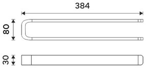 Suport de perete pentru prosoape NIMCO NK 30098-26 NIKAU 39 cm crom lucios