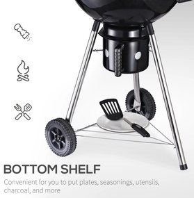 Gratar Portabil OutSunny din fonta, 2 roti, 2 grile, Capac, 50x63x94cm | Aosom RO