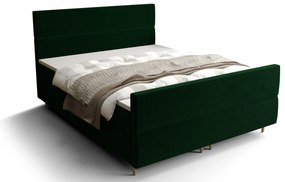 Pat matrimonial Boxspring 140 cm Flu plus (verde închis) ( cu saltea și sp. depozitare). 1046565