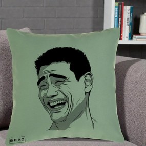 Perna Decorativa Yao Ming Meme, 40x40 cm, Verde, Husa Detasabila, Perna Inclusa, BEKZ®