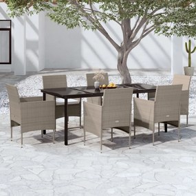 3099297 vidaXL Set de masă pentru grădină, 5 piese, cu perne, bej și negru