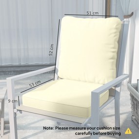 Outsunny Set de 2 perne pentru șezut cu spătar, pernă de șezut și de spătar pentru exterior și interior, crem | Aosom Romania