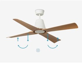 Ventilator de tavan FARO 34105 TYPHOON M maro/alb d. 130 cm IP44 + telecomandă