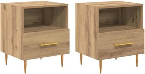 vidaXL Noptieră cu sertar 2 pcs Maro 40 x 35 x 47,5 cm Lemn compozit