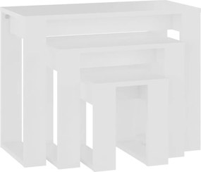 vidaXL Mese cuibărite 3 buc., lemn stratificat alb