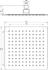 Floks dispersor fix - patrat crom anticalcar 25*25 cm