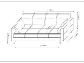 Canapea extensibilă KORFU, 3 locuri, gri deschis