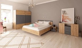 Pat dublu, 160x200, stejar artisan/grafit, GABRIELA