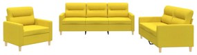 3201541 vidaXL Set de canapele cu perne, 3 piese, galben deschis, textil