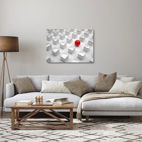 Tablou pe sticlă cu abstracție - cub cu bilă (70x50 cm)