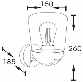 Lampă de perete de exterior Lucide 27837/01/30 TULSA 1xE27/40W/230V IP44 negru