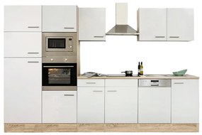 Mobilă de bucătărie Yorki 340, corp din stejar Sonoma, cu față alb satinat