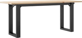 vidaXL Masă de cafea, cadru O, 110x40x45 cm, lemn masiv pin și Oţel