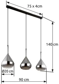 Lustră pe cablu Globo 15542-3 GEEKY 3xE27/60W/230V