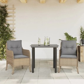 vidaXL Set mobilier de grădină cu perne, 3 piese, bej, poliratan