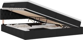 vidaXL Pat cu saltea și spațiu de depozitare Negru 200 x 200 cm