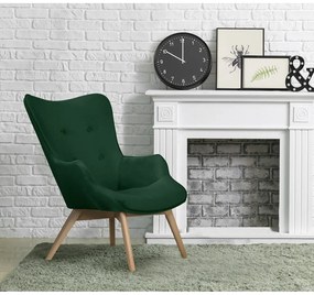 Fotoliu verde închis cu tapițerie din catifea Niko – Ropez
