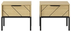 Set 2 buc. noptiere Versaccio D (Stejar scandi + Negru). 1071405