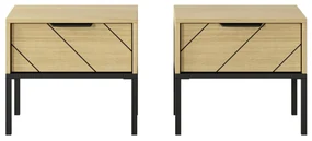 Set 2 buc. noptiere Versaccio D (Stejar scandi + Negru). 1071405