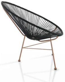 Fotoliu de grădină negru din ratan artificial Numana – Tomasucci