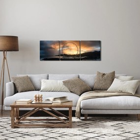 Tablou - plaja cu cerul întunecat (cu ceas) (90x30 cm)