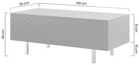 Măsuță de cafea Scalia II 120 2K cu sertar - alb mat / picioare negre