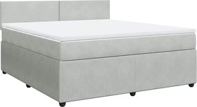 vidaXL Pat box spring cu saltea, gri deschis, 180x200 cm, catifea