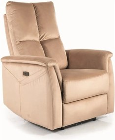 Fotoliu recliner NEPTUN M, bej, stofa catifelata/metal, functie de mas
