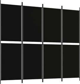 vidaXL Paravan de cameră cu 4 panouri, negru, 200 x 180 cm, textil