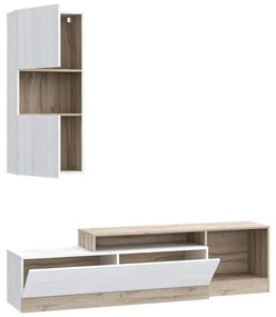 Ansamblu comoda TV Halmi alb stejar 180x39x190 cm