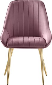 Scaun de dining, roz ţesătură Velvet/gold crom-auriu, PERLIA