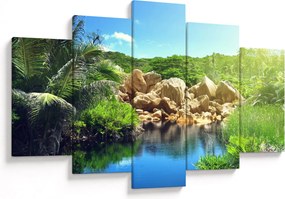 Tablou cu lac în jungla din Seychelles (150x105 cm)