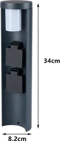 BRILAGI PILLAR - Lampă de exterior cu 2 prize SCHUKO, 1xG9/11W/230V, IP44, antracit