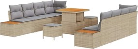 vidaXL Set de canapele pentru grădină 11 pcs Bej poliratan