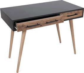 La mâna a doua: Birou Kalune Design 854KLN1502, 105x55 cm, 2 sertare, Finisaj melaminat, Maro / Negru