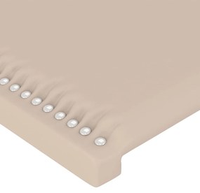 Cadru de pat cu tablie, cappuccino, 100x200 cm, piele ecologica Cappuccino, 100 x 200 cm, Culoare unica si cuie de tapiterie