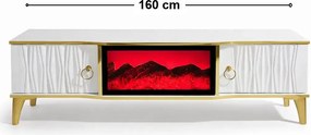 Comoda tv cu semineu Majestică, cu led, 160 cm